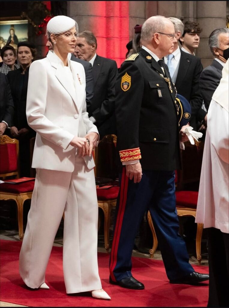 The Grimaldi-Casiraghi of Monaco attending the Te Deum mass this morning