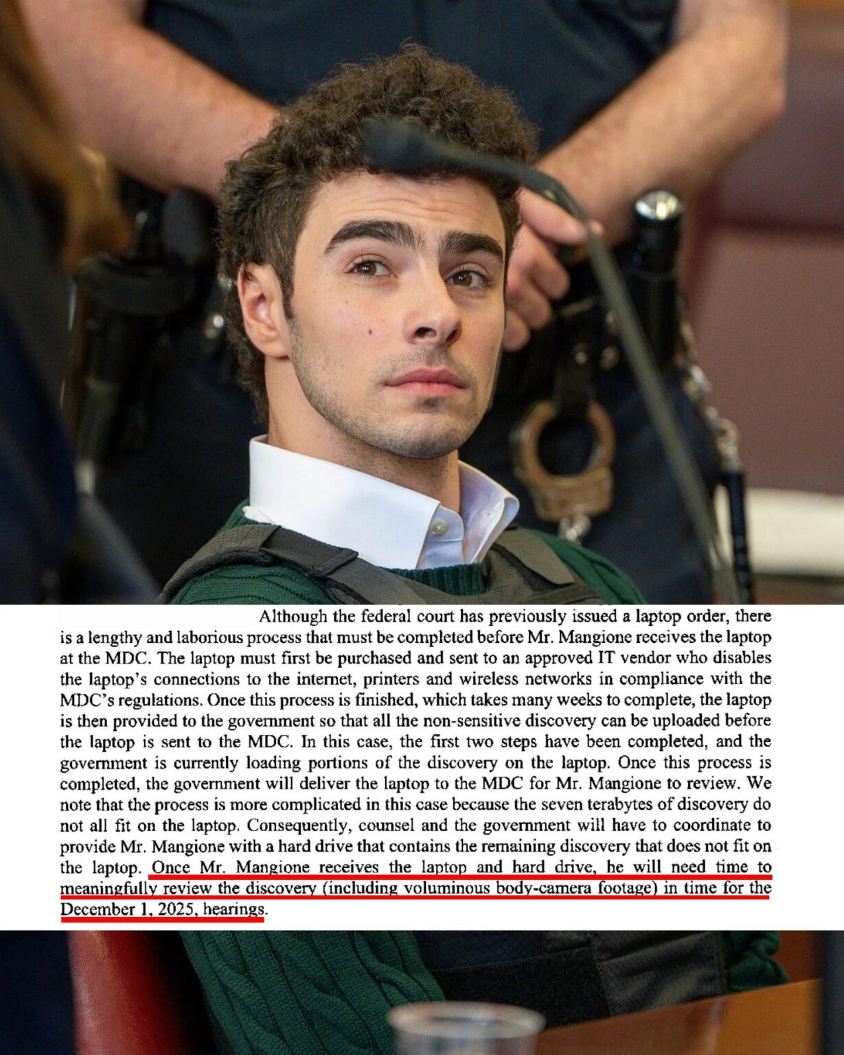 Luigi Mangione Has Yet to Receive Laptop to Review 7TB of Evidence Ahead of State Hearing on December 1st, According to Defense Attorney