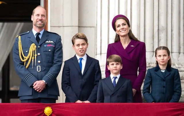 Samir Hussein/WireImage Prince William, Prince George, Kate Middleton, Prince Louis and Princess Charlotte in May 2025