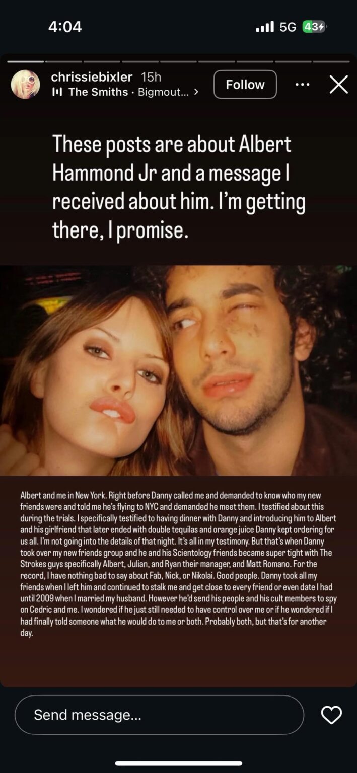 Chrissie Bixler posts about Albert Hammond Jr. situation