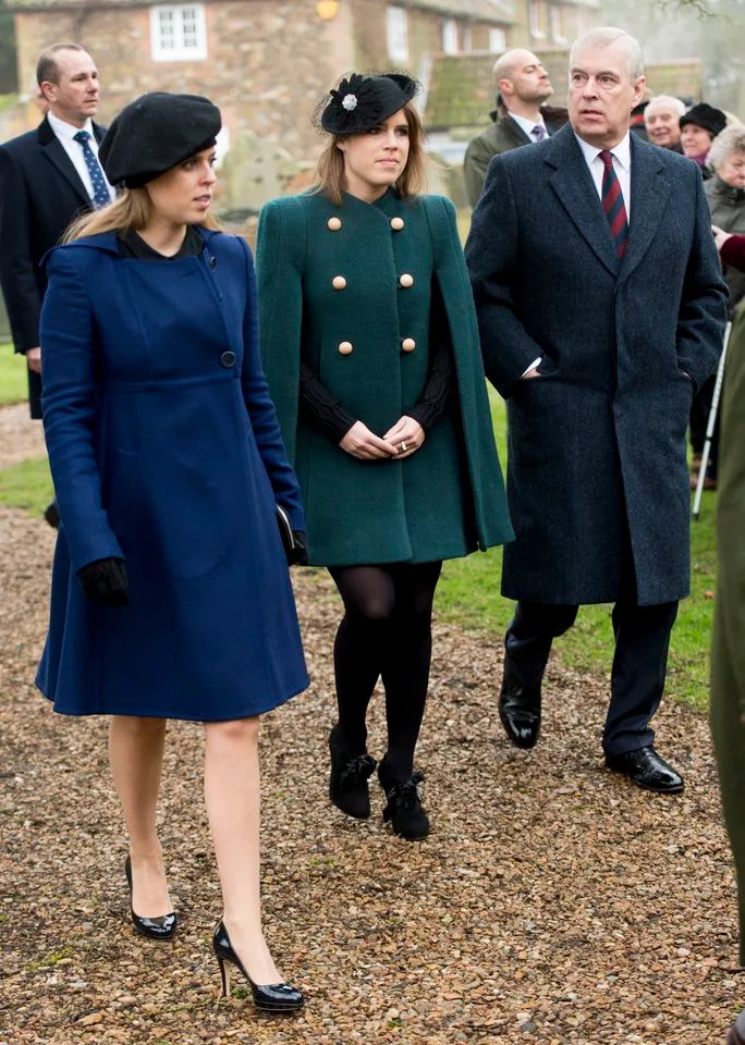 Getty Princess Beatrice, Princess Eugenie, and Andrew Mountbatten Windsor on January 21, 2018