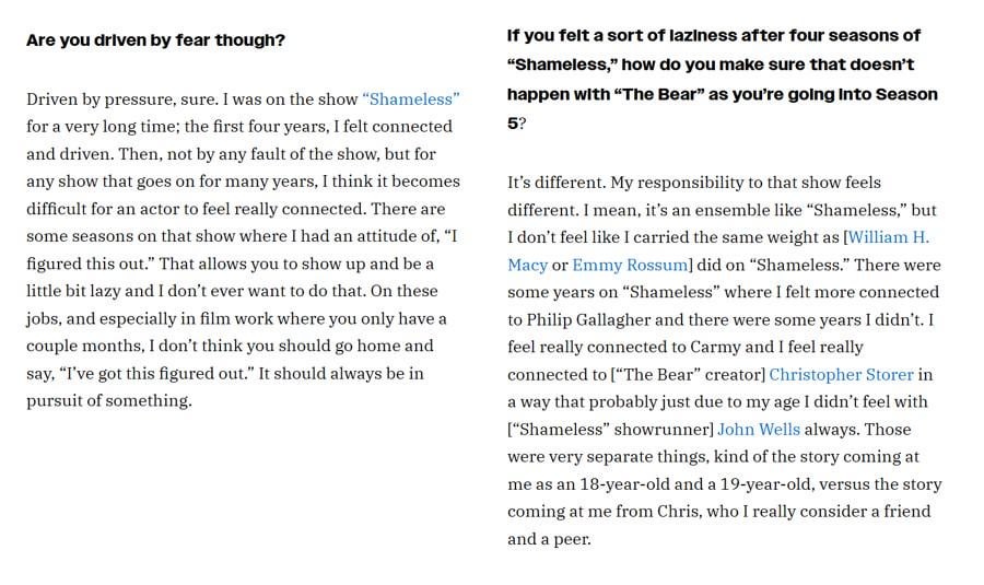 Jeremy Allen White on feeling lazy after being on a show that's been on for years: 'I think it becomes difficult for an actor to feel really connected. There are some seasons on that show where I had an attitude of, “I figured this out.”'