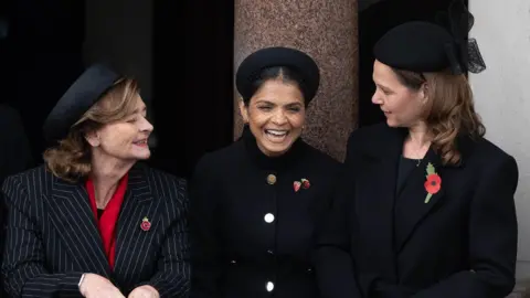 PA Media Cherie Blair, Akshata Murty and Lady Starmer during the Remembrance Sunday service at the Cenotaph in London