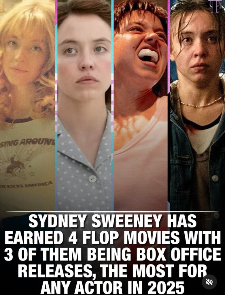 Sydney Sweeney has earned 4 flop movies back-to-back with 3 of them being box office releases, the most for any actor in 2025.