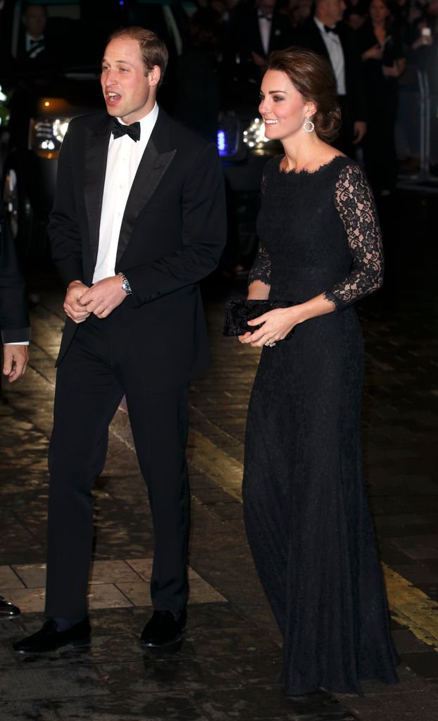 Kate beside william in black lace gown