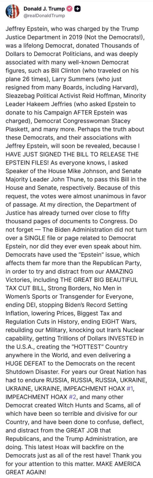 Trump signs the Epstein File bill