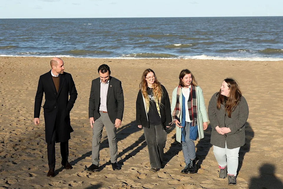 Ryan Jenkinson / Kensington Palace Prince William takes part in a beach walk with members of the Marine Conservation Society's Youth Ocean Network in North Wales on Nov. 25, 2025.