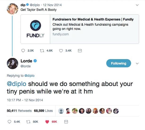 11 years ago today, Lorde clapbacked at Diplo about his manhood
