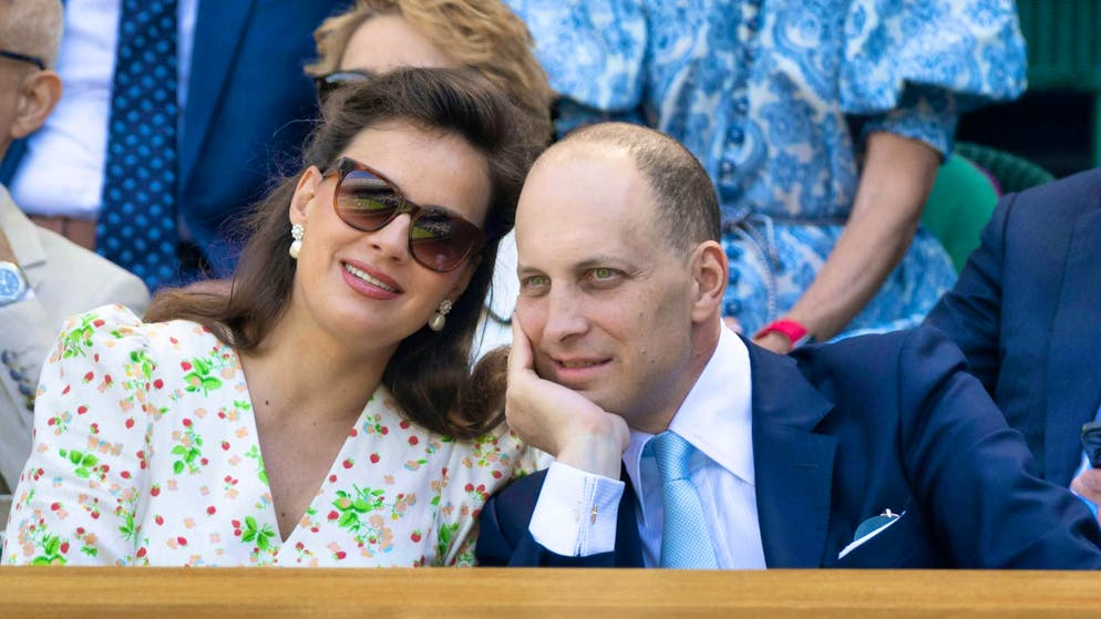Sophie Winkleman and her husband Lord Frederick Windsor attending the Grand Slam tournament at Wimbledon together in July 2025.