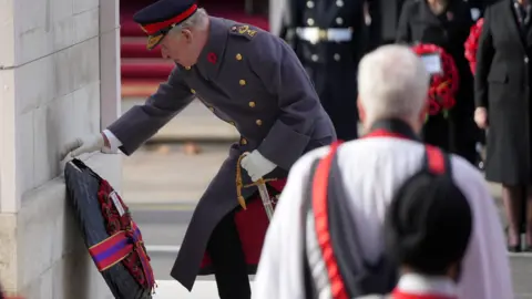 Reuters The King laying a wreath on the Cenotaph in Whitehall