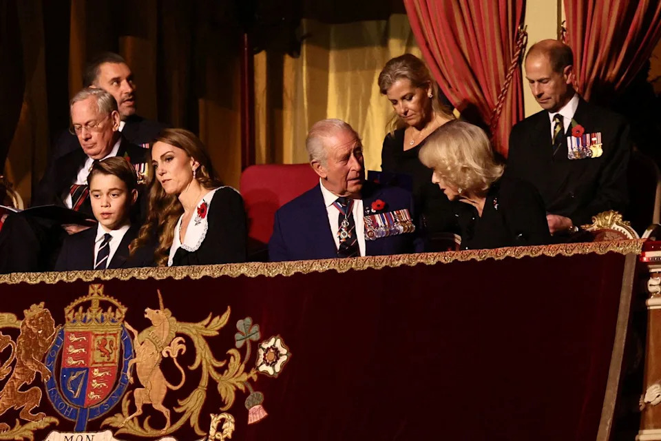 JACK TAYLOR/POOL/AFP via Getty Prince George, Kate Middleton, King Charles and Queen Camilla attend the Festival of Remembrance on Nov. 8, 2025