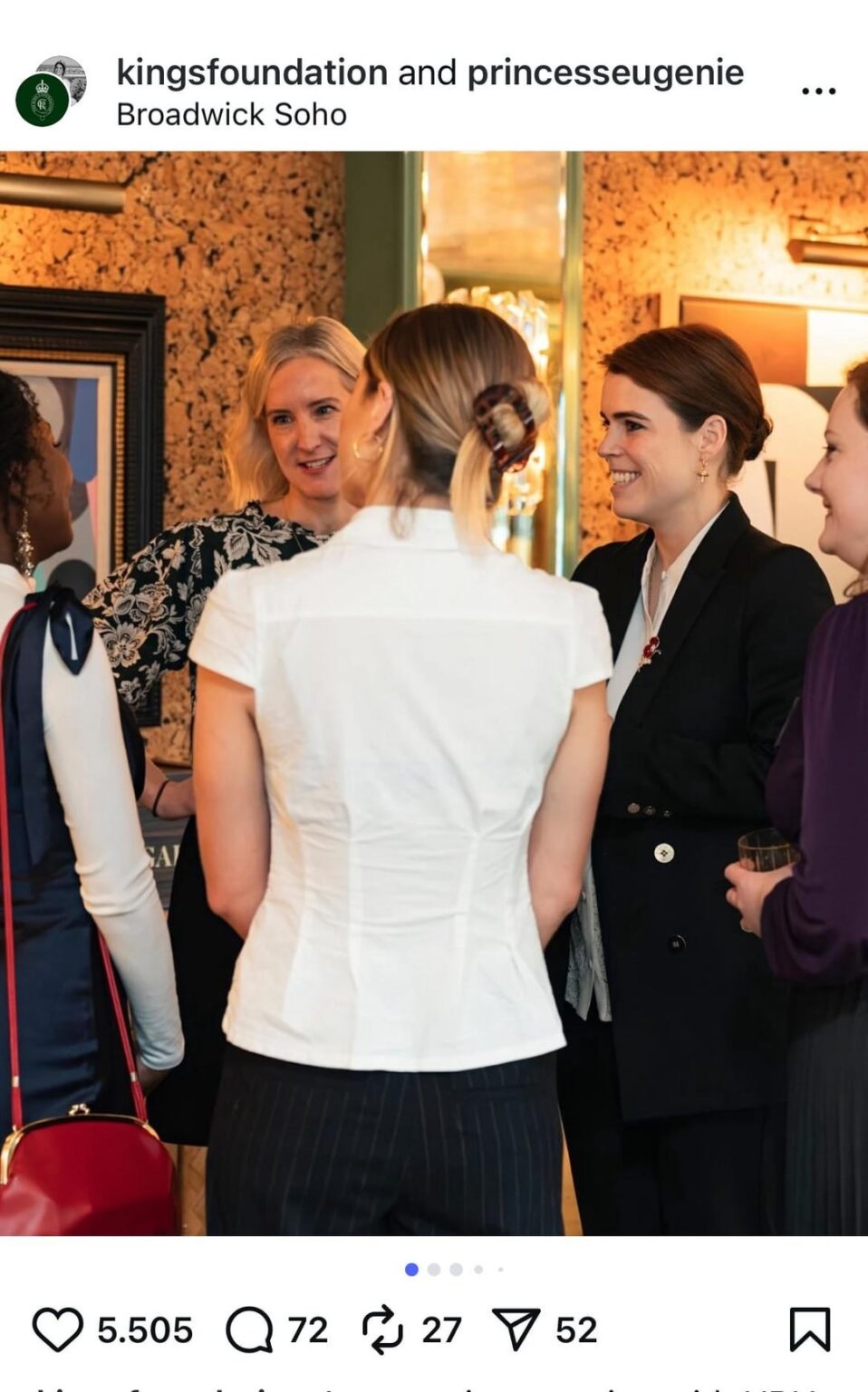 Princess Eugenie at a 35 under 35 network meeting for the King’s Foundation in her capacity as an official mentor