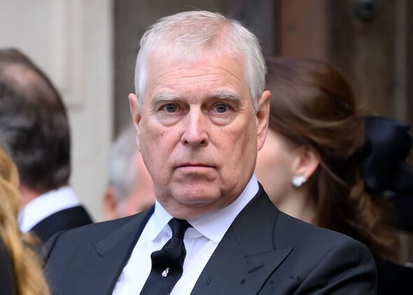 LONDON, ENGLAND - SEPTEMBER 16: Prince Andrew, Duke of York attends the funeral of Katharine, Duchess of Kent at Westminster Cat LONDON, ENGLAND - SEPTEMBER 16: Prince Andrew, Duke of York attends the funeral of Katharine, Duchess of Kent at Westminster Cat