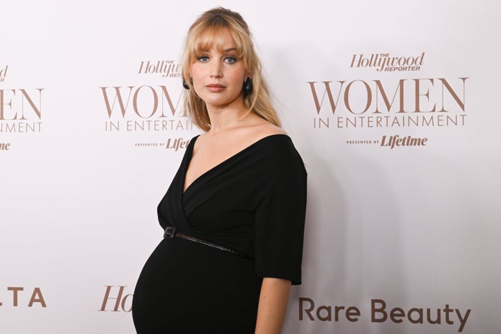 Lawrence, pictured while pregnant with her second child in December 2024. 