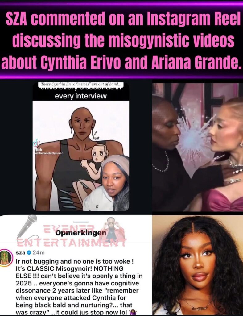 Sza defends Cynthia Erivo over the Misogynistic videos and memes over her friendship with Ariana Grande