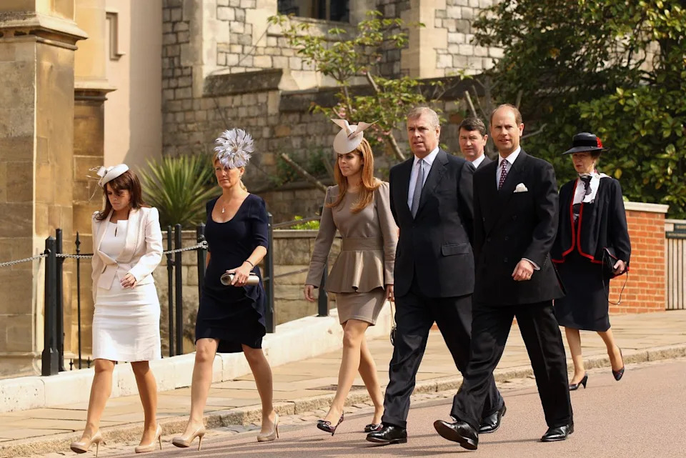 Getty Images Former Prince Andrew and his family arrive to attend the Easter Matins at St George's Chapel in Windsor Castle on April 24, 2011 in Windsor, England