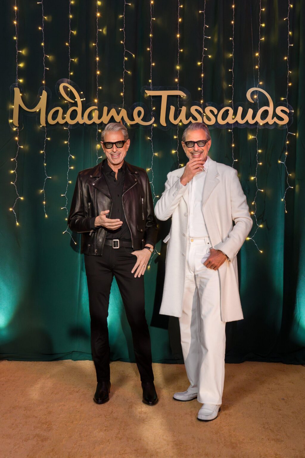 Jeff Goldblum next to his newly unveiled Madame Tussauds wax figure
