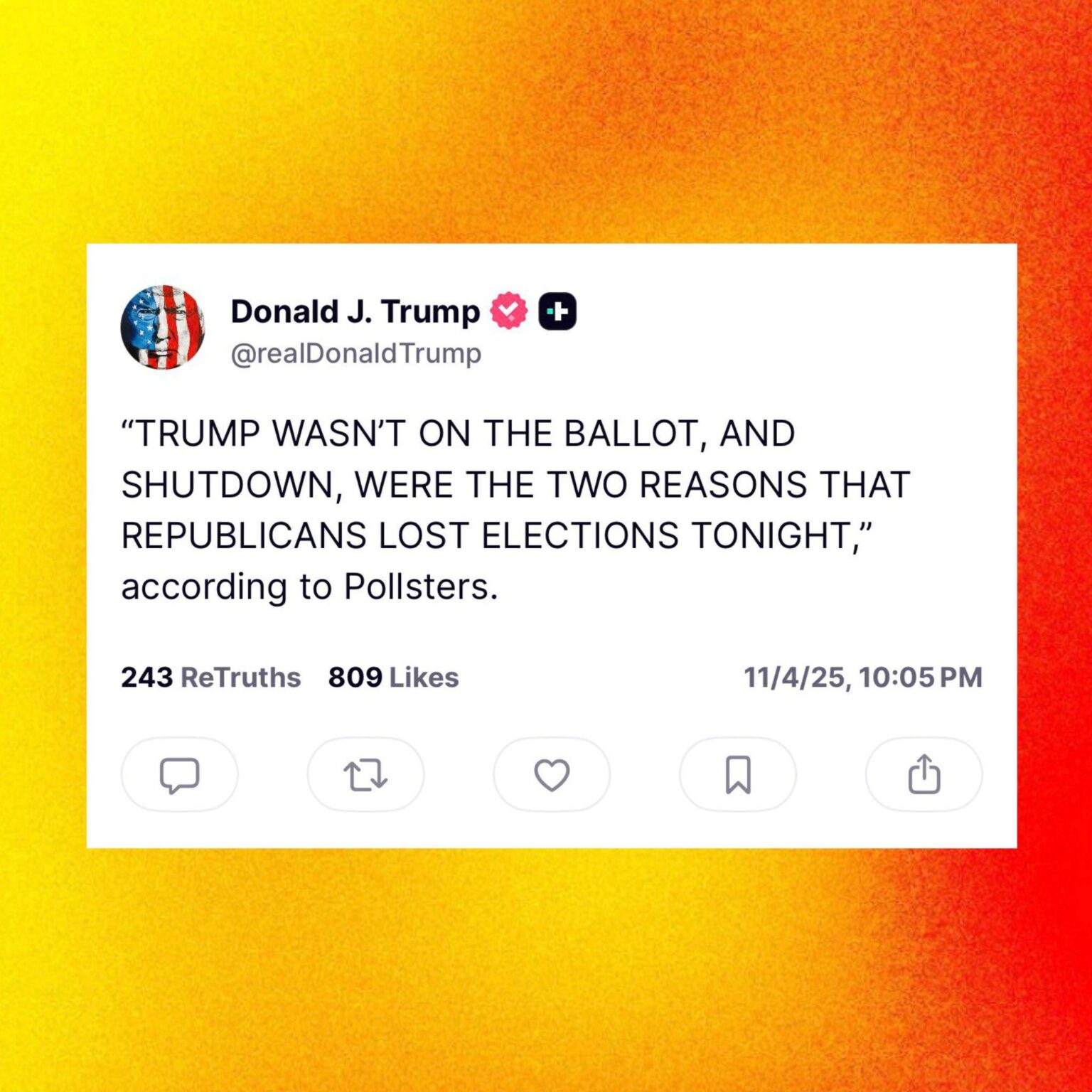 Donald Trump responds after Republicans lose several major races in tonight’s elections.