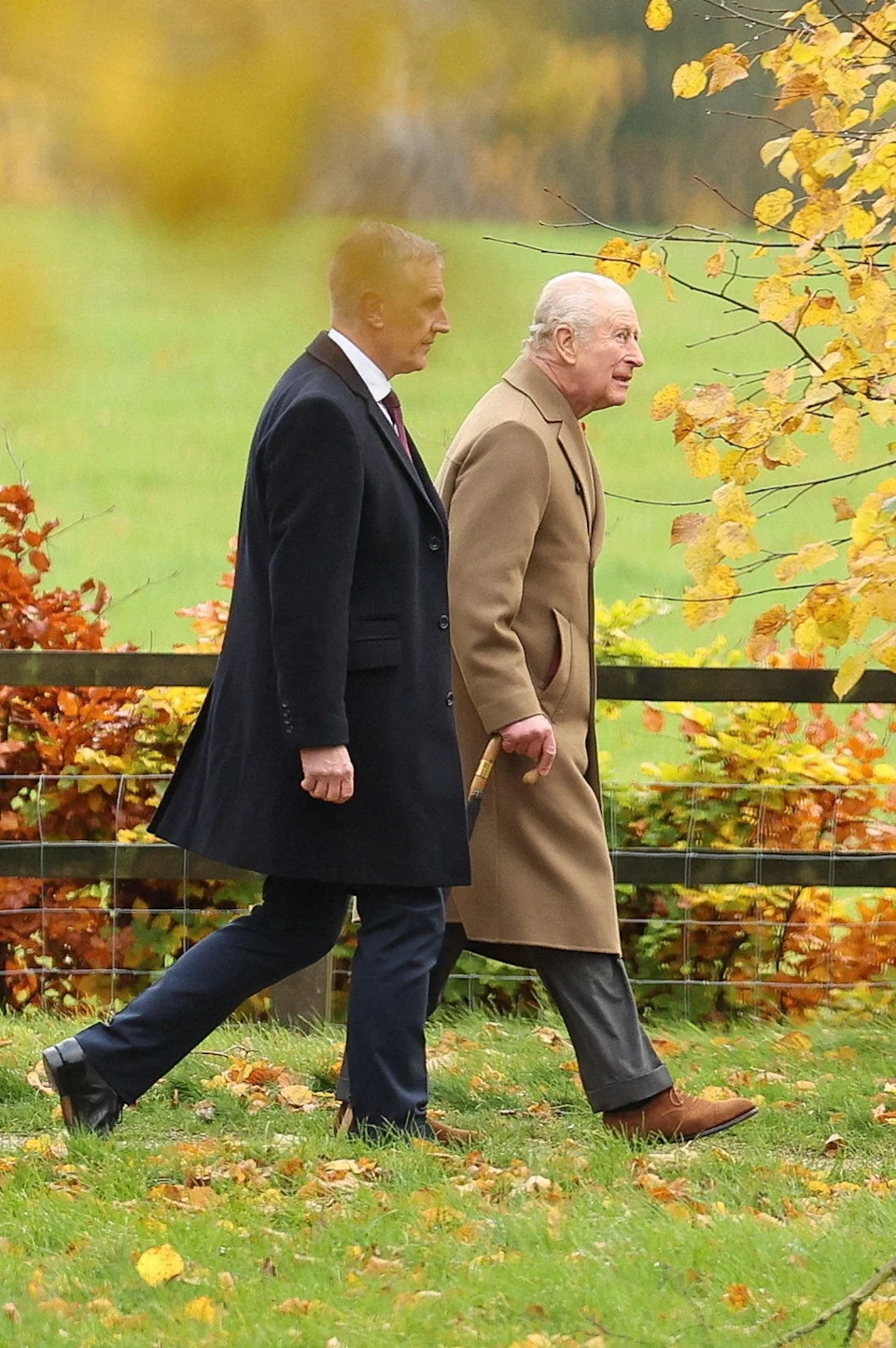King Charles III arrives for a church service at St. Mary Magdalene Church on the Sandringham estate in Norfolk, England, on Nov. 2, 2025.