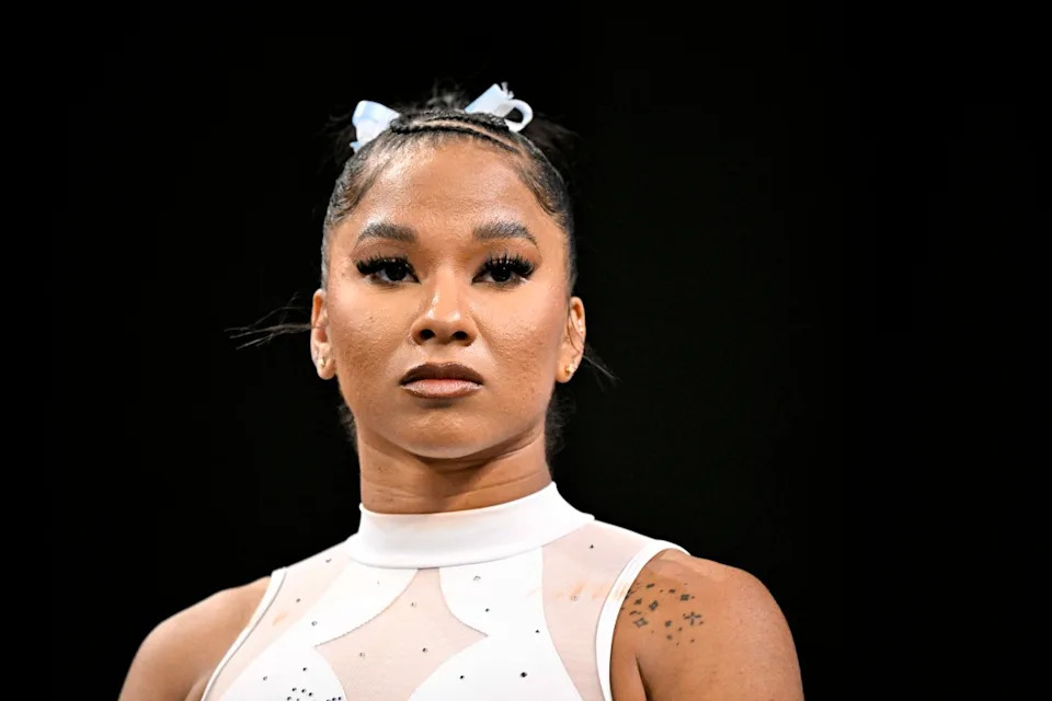 USA gymnast Jordan Chiles looks on before the 2025 Women's National Gymnastics ChampionshipJerome Miron-Imagn Images