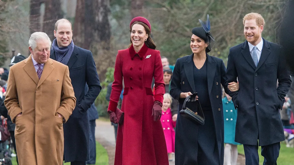 King Charles, the Prince and Princess of Wales and Duke and Duchess of Sussex attend Christmas Day Church service 2018