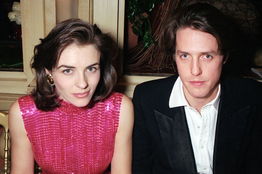 Hugh Grant and Liz Hurley attend the 20th Cesar Awards after party at the Fouquetâs on February 25, 1995 in Paris, France.(Photo by Stephane Cardinale/Sygma via Getty Images)