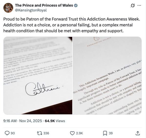 Kensington Palace posts close-up of Princess of Wales signing a letter as ‘Catherine’ just days after BBC apologised for calling her Kate Middleton