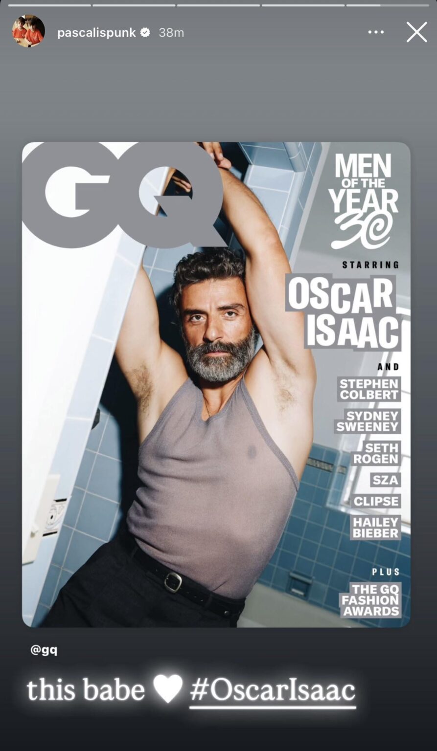 Pedro Pascal shows love on IG for his BFF Oscar Isaac: “this babe 🤍”