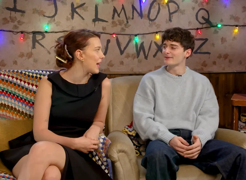 Millie and Noah speaking in an interview