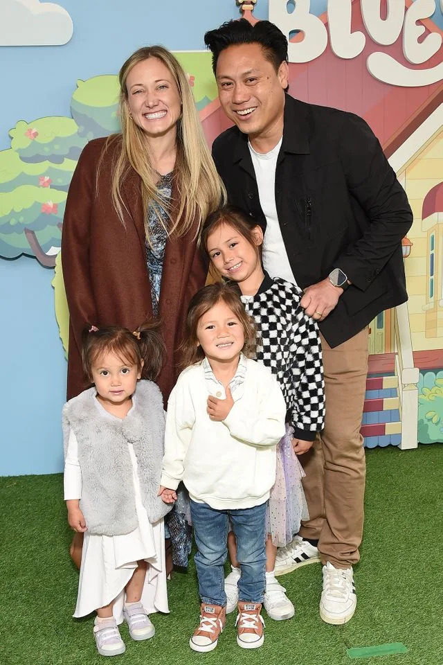 AFF-USA/Shutterstock Kristin Hodge and Jon M. Chu with three of their kids in April 2024