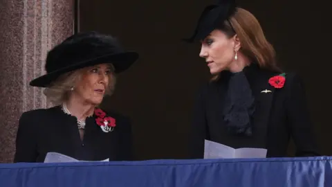 PA Media Queen Camilla and the Princess of Wales at Remembrance Sunday 2025