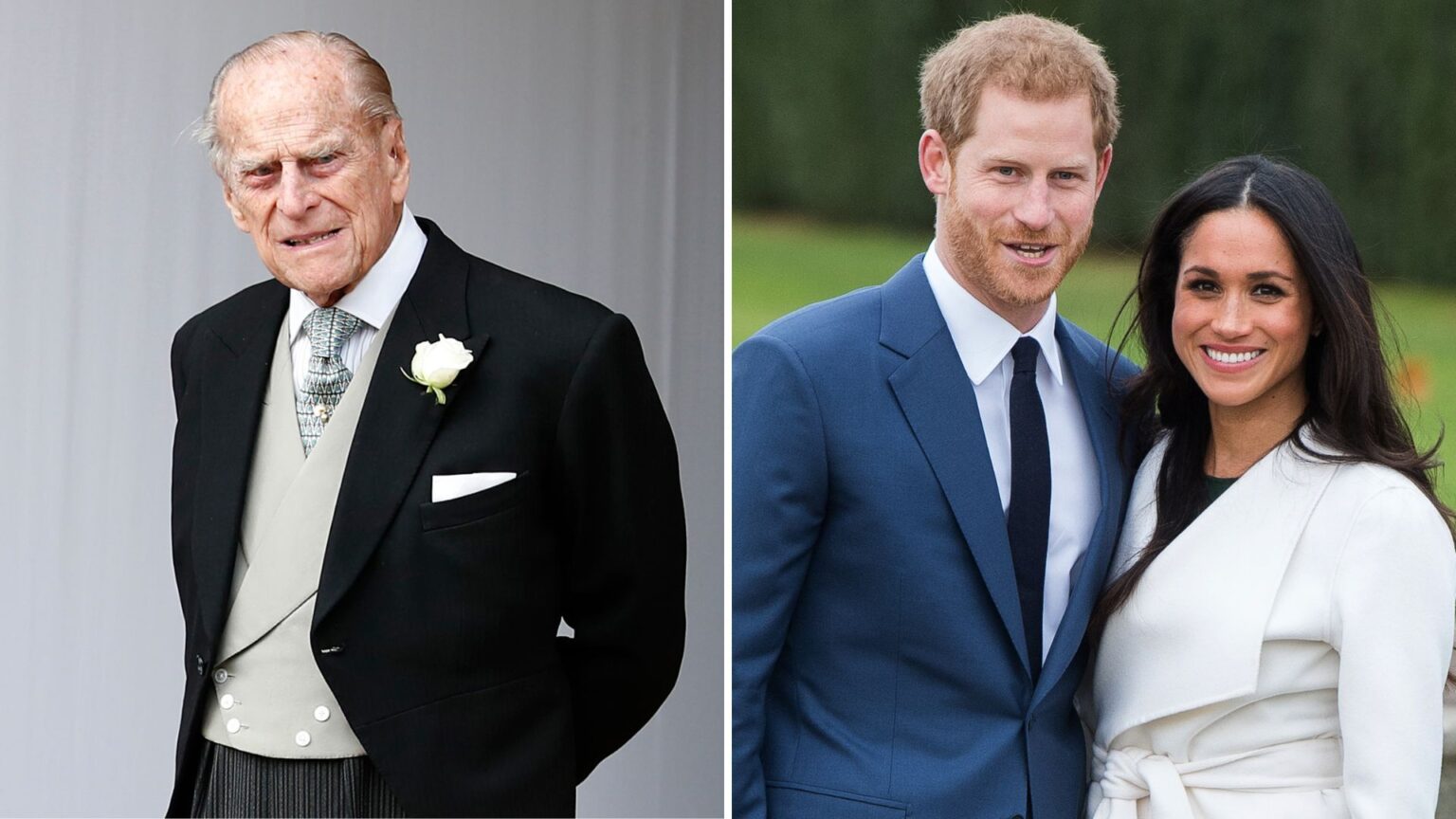 Prince Philip’s harsh warning about Meghan to Harry A composite of a picture of Prince Philip and a picture of Prince Harry and Meghan