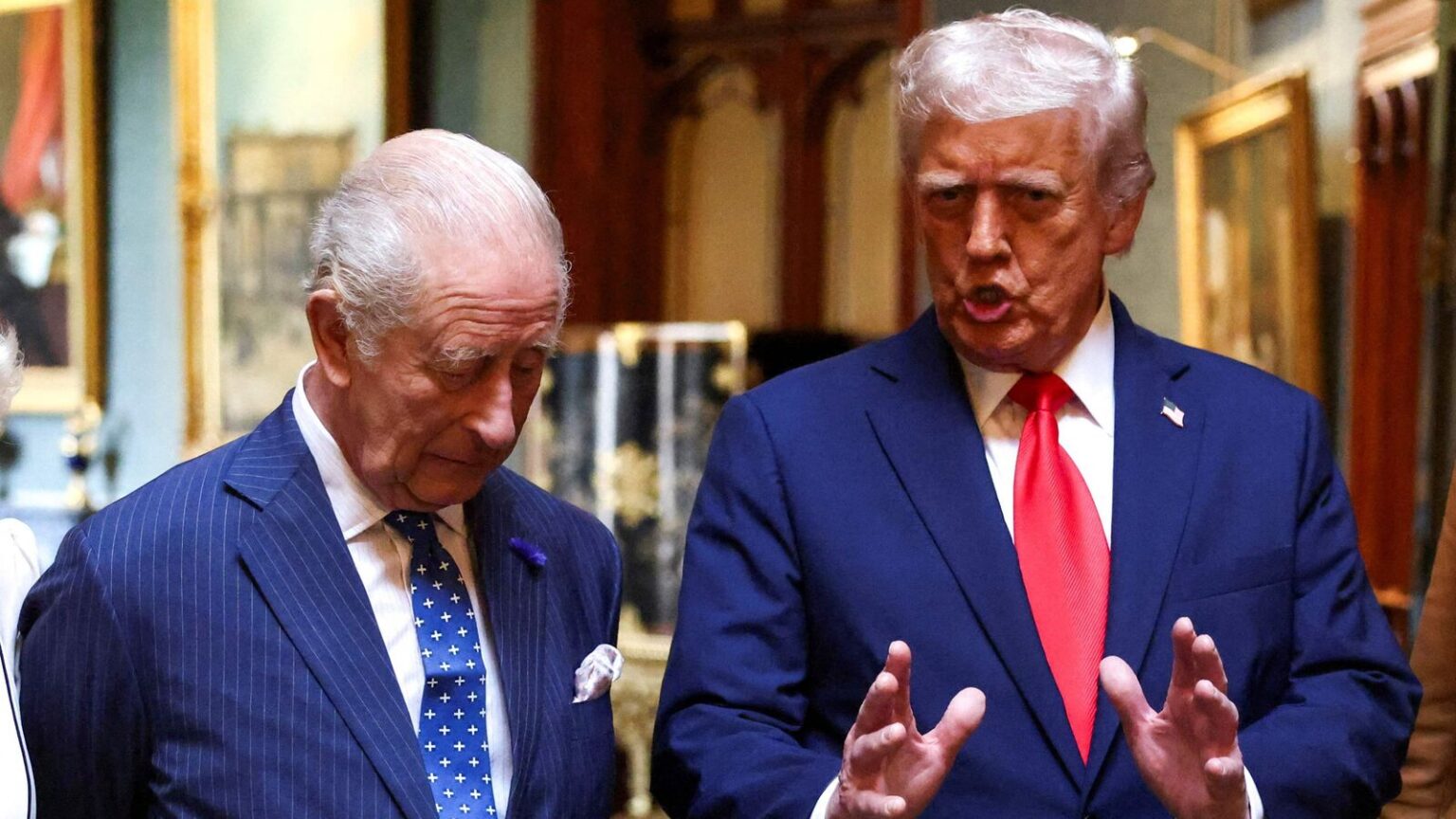Donald Trump feels ‘badly’ for UK royal family over Andrew-Epstein saga, says ‘terrible situation’ Britain's King Charles III talks with US President Donald Trump during a formal farewell at Windsor Castle, in Windsor, on September 18, 2025, on the second day of their second State Visit. (Photo by Kevin Lamarque / POOL / AFP)