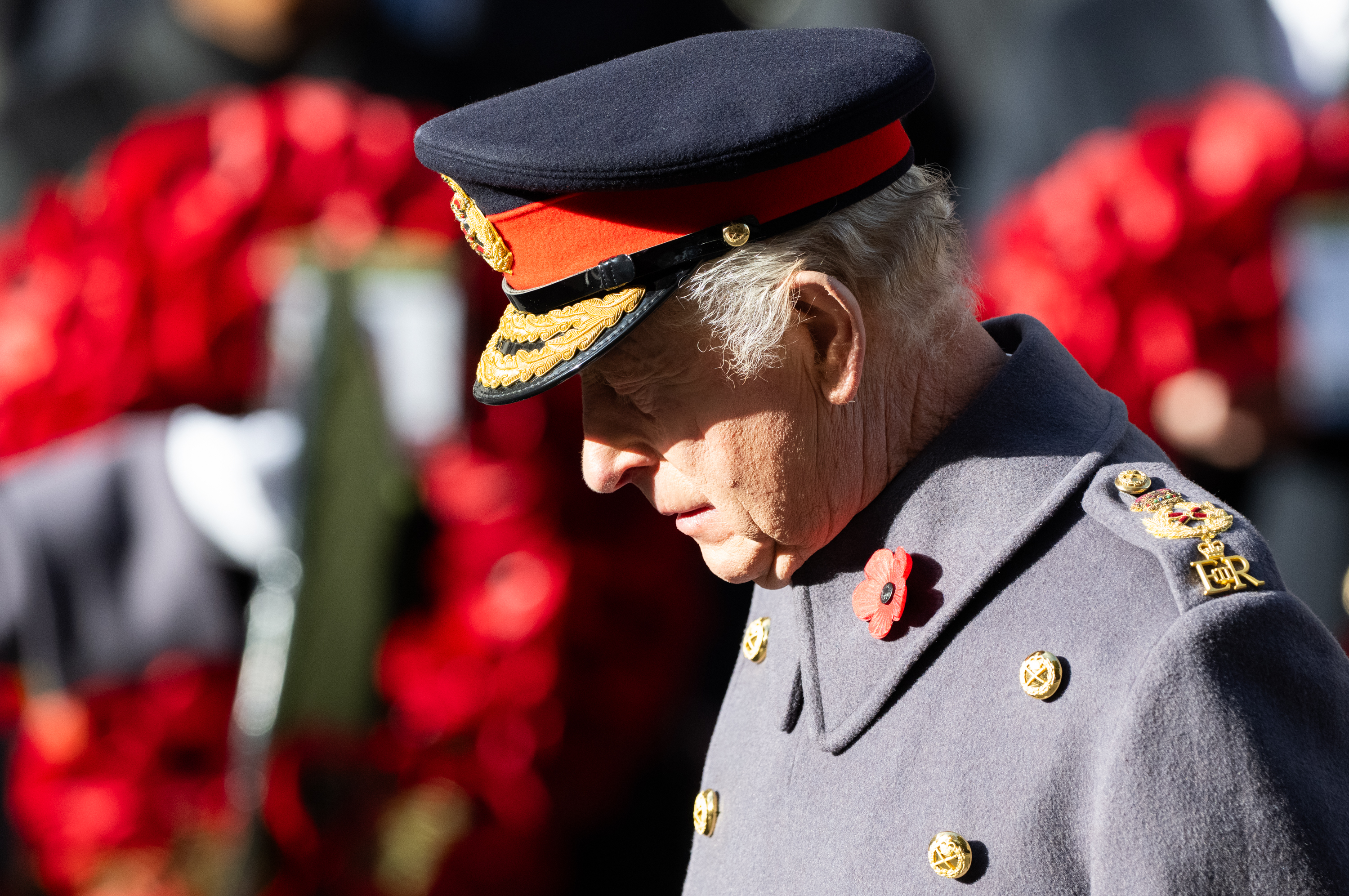 King Charles III during the 2025 National Service of Remembrance at The Cenotaph on November 09, 2025