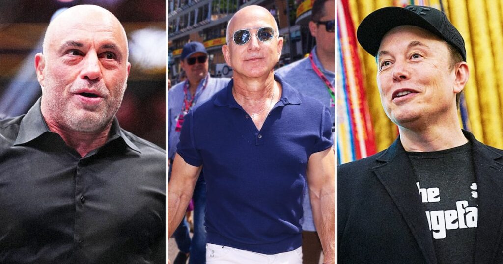 Elon Musk and Joe Rogan Roast ‘Pencil Neck’ Bezos for Getting ‘Jacked’ Elon Musk and Joe Rogan Roast ‘Pencil Neck’ Bezos for Getting ‘Jacked’