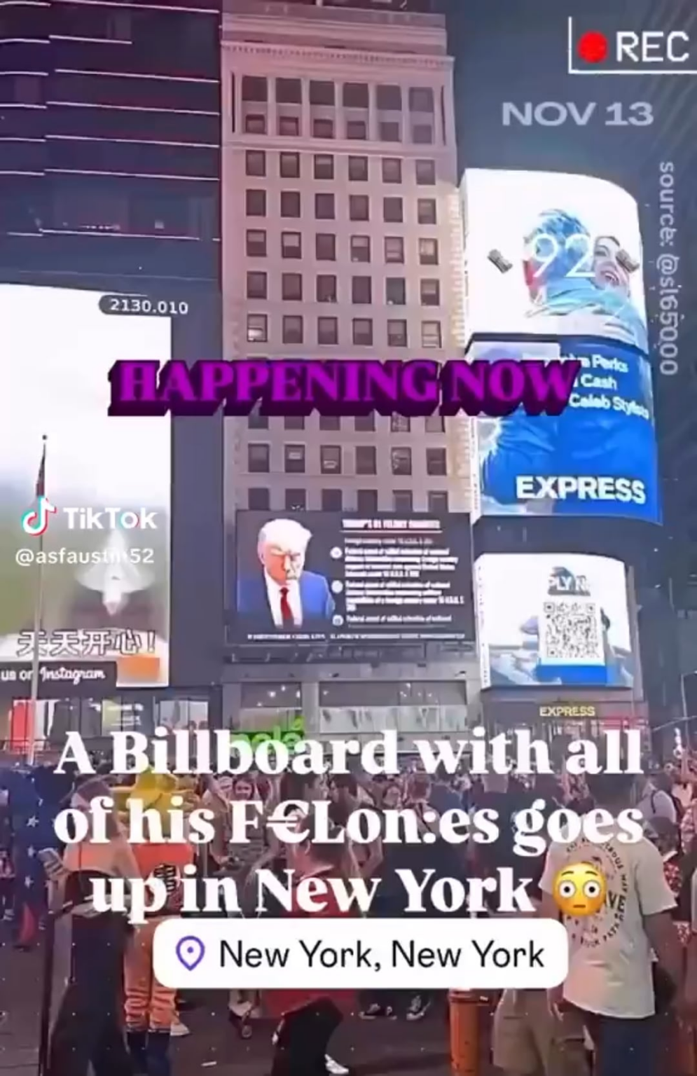 A Billboard with Trump’s crimes at least the ones we know about goes up in New York City