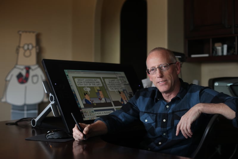 Scott Adams, cartoonist and author and creator of "Dilbert", poses for a portrait in his home office on Monday, January 6, 2014  in Pleasanton, Calif. Adams has published a new memoir "How to Fail at Almost Everything and Still Win Big: Kind of the Story of My Life". (Photo By Lea Suzuki/The San Francisco Chronicle via Getty Images)