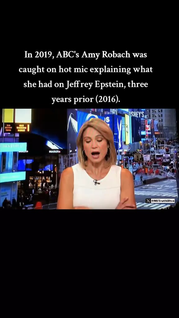 In 2019, Amy Robach was caught on hot mic saying that ABC News shut down a Jeffrey Epstein investigation 3 years prior: "We were so afraid we wouldn't be able to interview [Kate Middleton and Prince William, and] “the Palace threatened us a million different way”