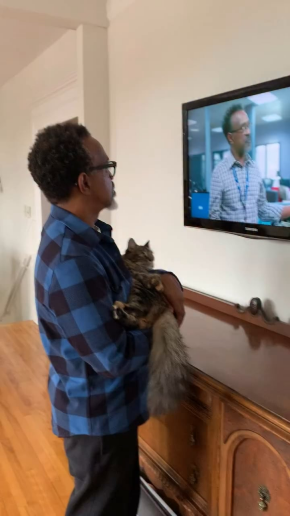 Tim Meadows shows his cat Weezy her primetime debut on his new TV show DMV