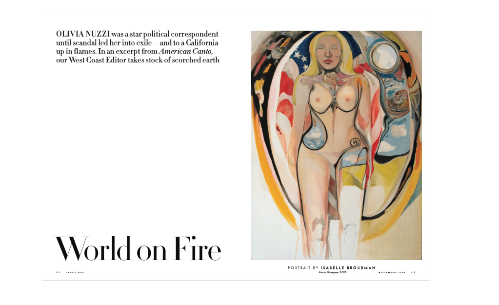 Vanity Fair‘s soon-to-be-published Hollywood issue includes a nude portrait of Olivia Nuzzi (painted by Mar-a-Lago artist Isabelle Brourman). Notably, its inclusion appears to have been a complete surprise to VF staff.