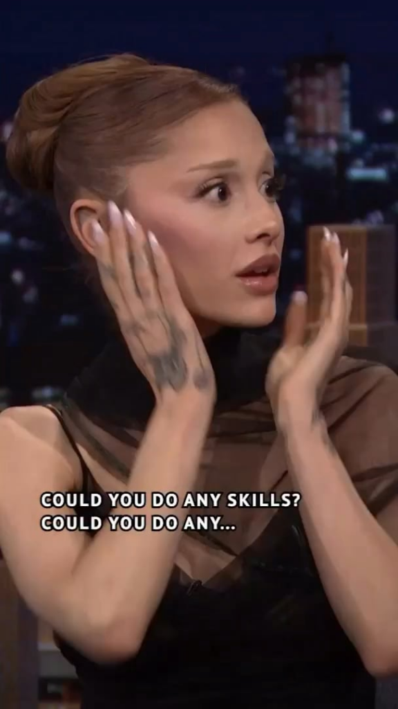 Ariana Grande showing off her bubble wand skills on The Tonight Show Starring Jimmy Fallon