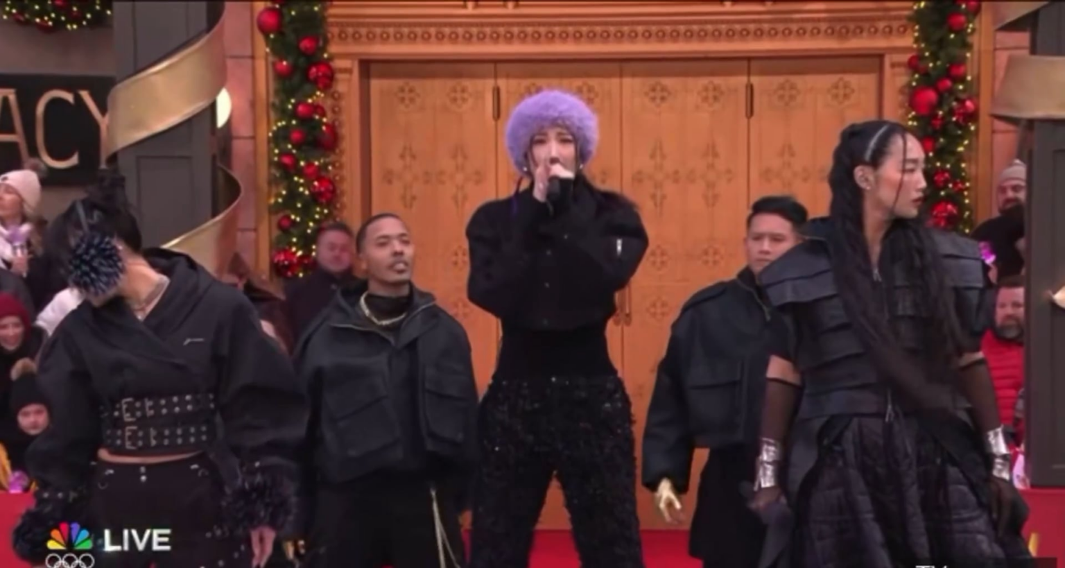 EJAE, Audrey Nuna, and Rei Ami of "KPop Demon Hunters" performing Golden at the Macy's Thanksgiving Day Parade