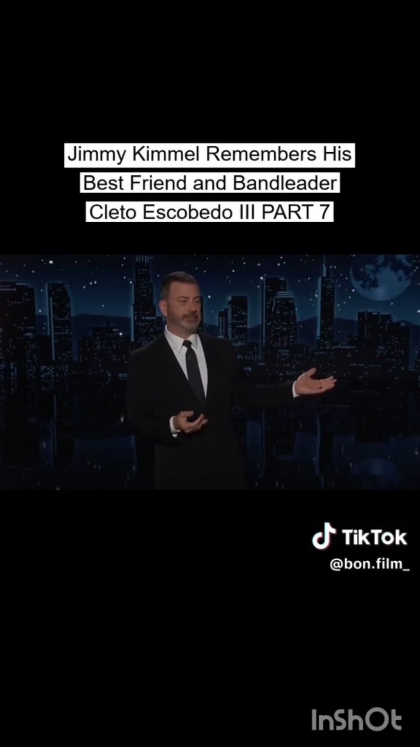 Jimmy Kimmel gets emotional while remembering childhood friend and Night Show bandleader, Cleto Escobedo: "Cheerish your friends, we're not here forever"