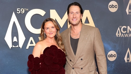 (L-R) Kailey Dickerson and Russell Dickerson attend the 59th Annual CMA Awards at Music City Center on November 19, 2025 in Nashville, Tennessee. (Getty Images via AFP)