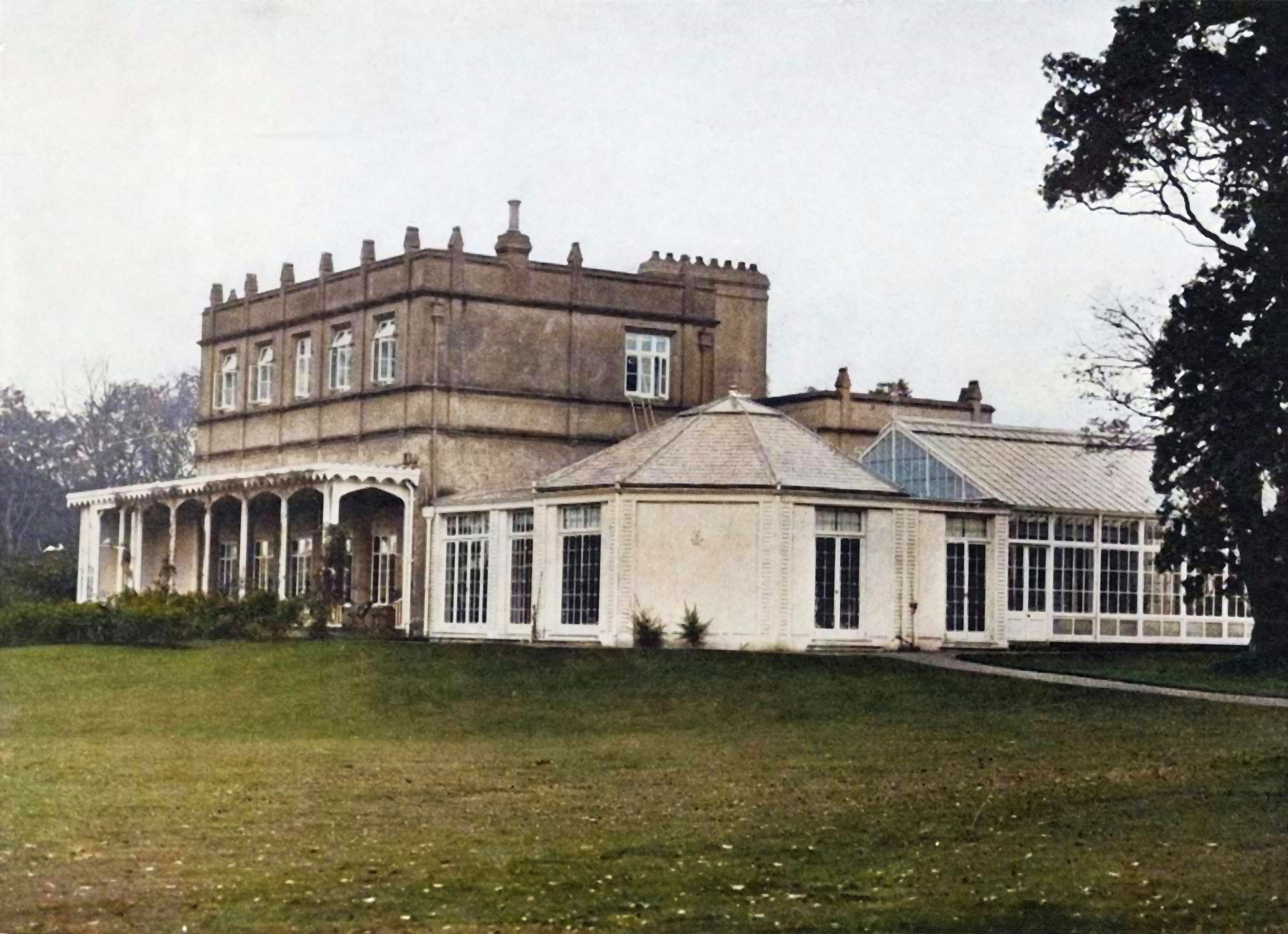 'Royal Lodge, Windsor: The Country Home of the Royal Family', 1937. A Grade II listed house in Windsor Great Park in Berkshire, England, known as the Royal Lodge since the late 1820s. From "George VI, King and Emperor", by Major J. T. Gorman [W. &amp; G. Foyle Ltd., London, 1937]. (Colorised black and white print).