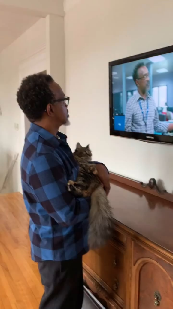 Tim Meadows shows his cat Weezy her primetime debut on his new TV show DMV