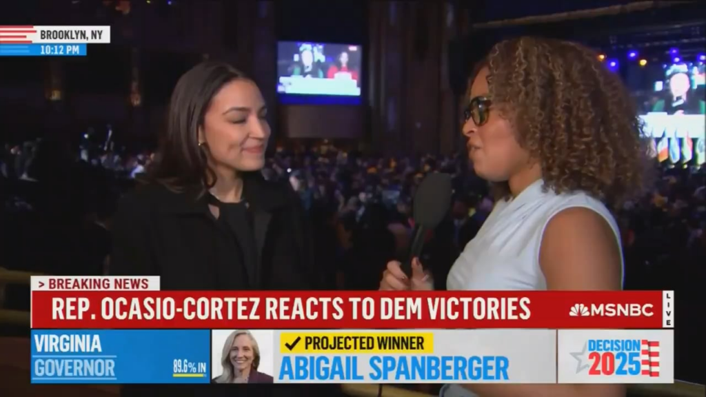AOC reacts to Dem sweep: “I think what this night is starting & shaping up to represent is that Americans everywhere are not going to be scared. We will not be intimidated by an administration that is violating the rights & making life hard & unaffordable for every single American in this country.”