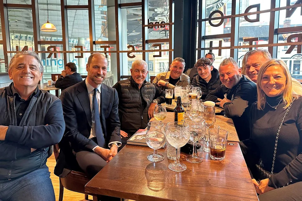 Daniel Jones/PA Images via Getty Prince William surprised Aston Villa fans at a pub in Birmingham, England, in January 2025