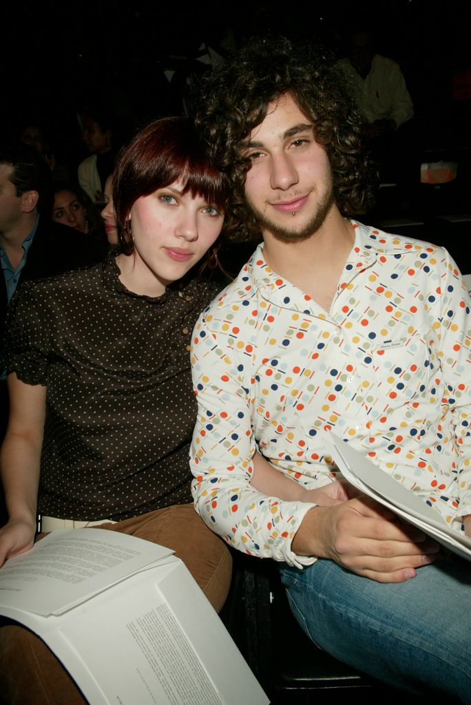 Actress Scarlett Johansson with boyfriend Jack Antonoff at the BCBG Spring 2003 fashion show during Mercedes-Benz Fashion Week in New York City. September 19, 2002.  Photo by Evan Agostini/ImageDirect