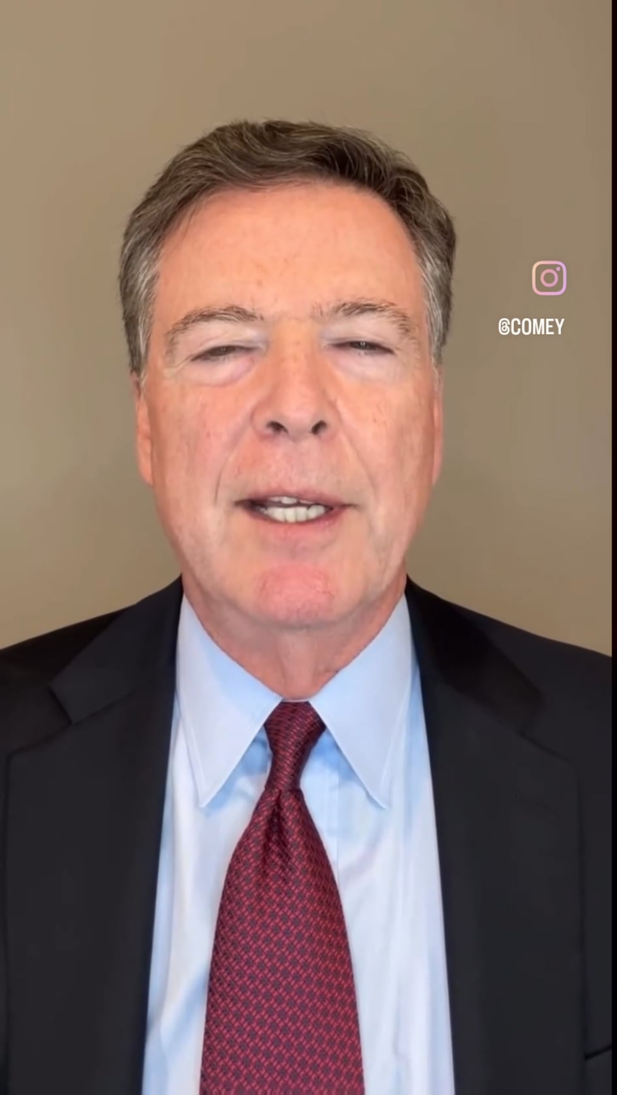 Fmr. FBI Dir. James Comey’s new instagram video torches Donald Trump after the malicious case against him was dismissed: “I’m innocent. I’m not afraid… It’s time for America to stand up and show we’re made of stronger stuff than a would-be tyrant.”